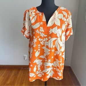 NWT DR2 Floral Woven Boho Top Shirt Peasant Blouse Cap Sleeve Super Cute S